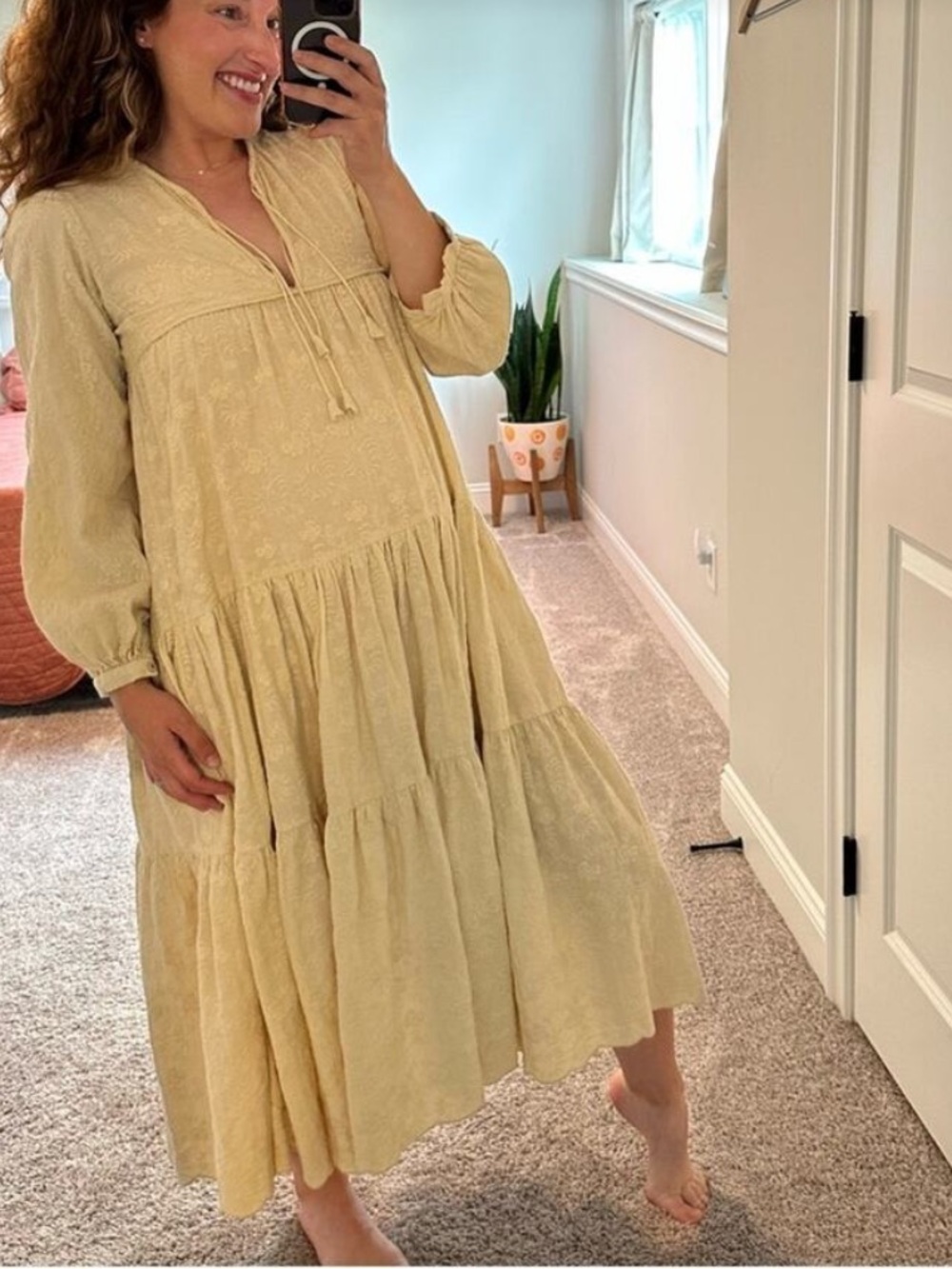 Matta NY Yamini Embroidered Midi Dress in Moon